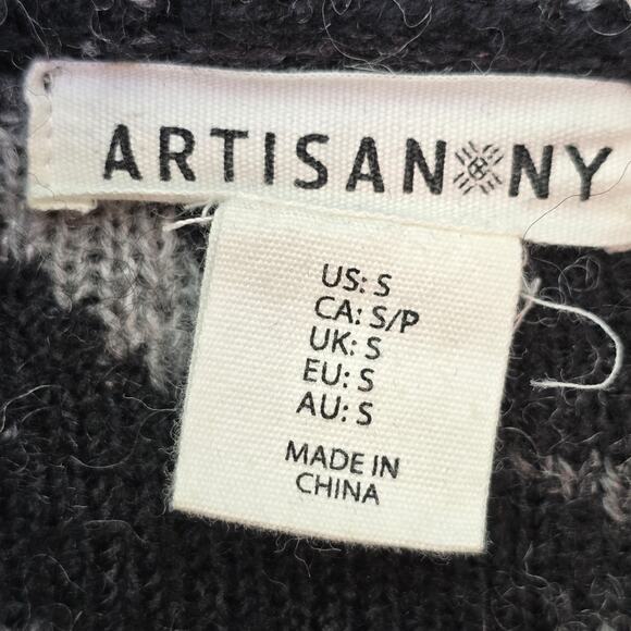 Artisan NY Wool Cardigan Womens Small Grey Black South Western Aztec Equestrian - Picture 3 of 10